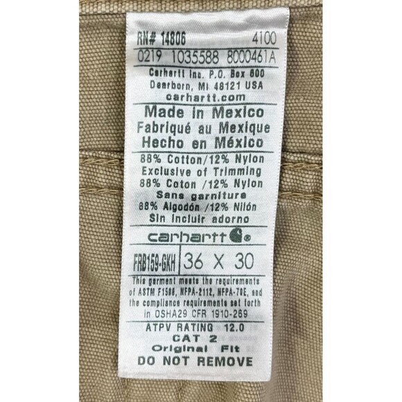 Carhartt FR Pants Mens 36x30 Flame Resistant Canvas Original Fit FRB159 Workwear - Picture 5 of 14